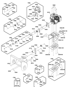 Engine And Frame Group Diagram and Parts List for 1696951-00-H1728E  Briggs and Stratton Snow Blower